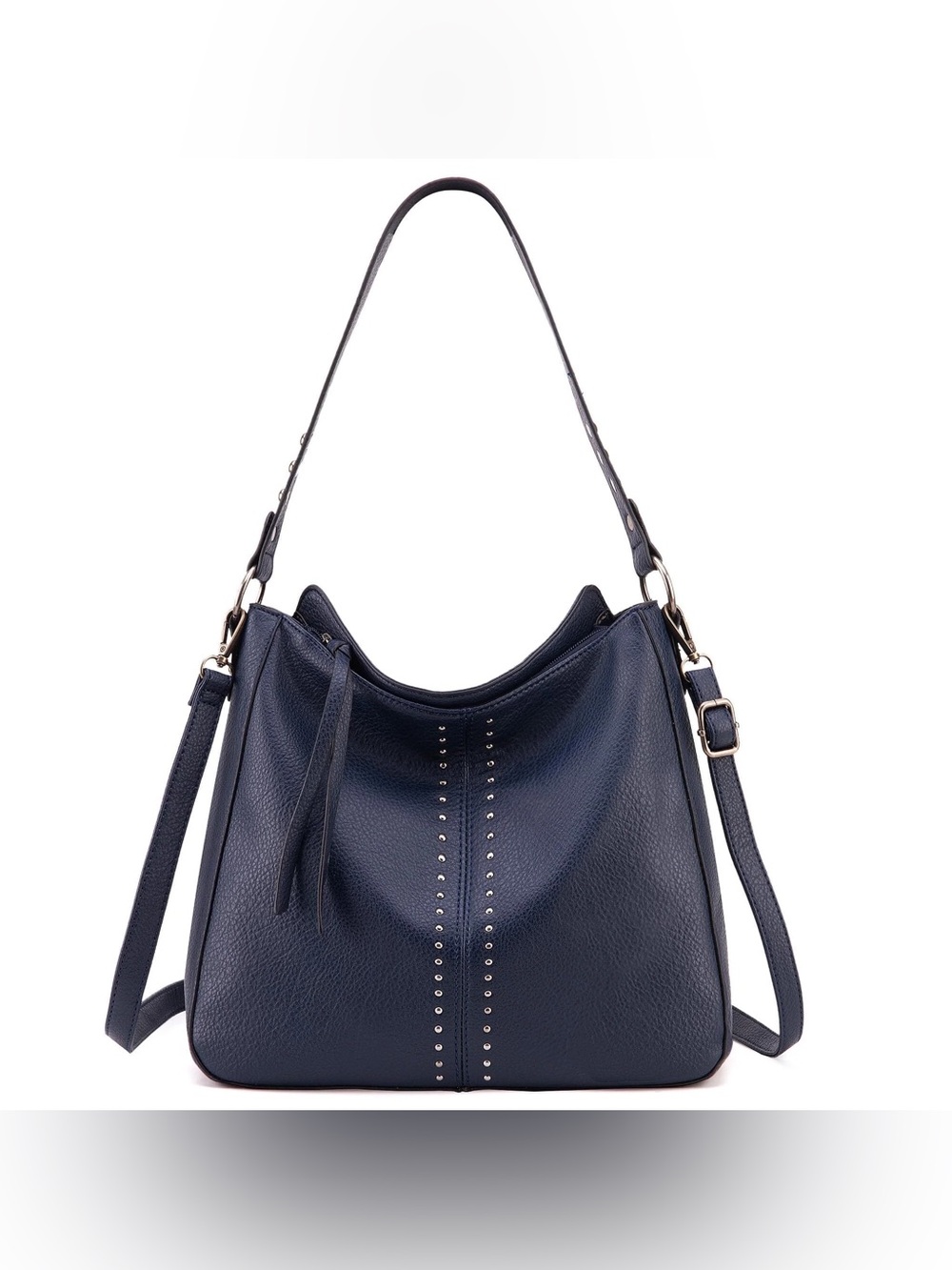 Montana West Navy Pebbled Hobo Shoulder Bag with Stud Accents